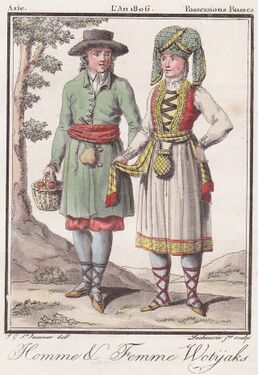 2025 арын оштолэзе: Удмурт воргорон но кышномурт. Ыргон вылын гравюра (1806 ар). Жак Грассе де Сен-Совёр.