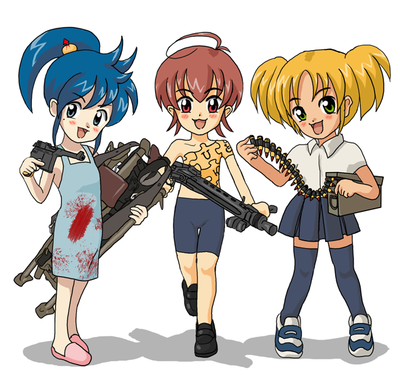 Сёстры (слева направо: Unco-tan, Unpe-tan, Unqu-tan) из японской Ansaikuropedia