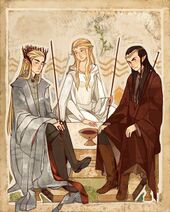 17.7.2022: Носители эльфийских колец Трандуил, Галадриэль и Элронд обсуждают как остановить тëмного владыку Саурона (древнерусская живопись).